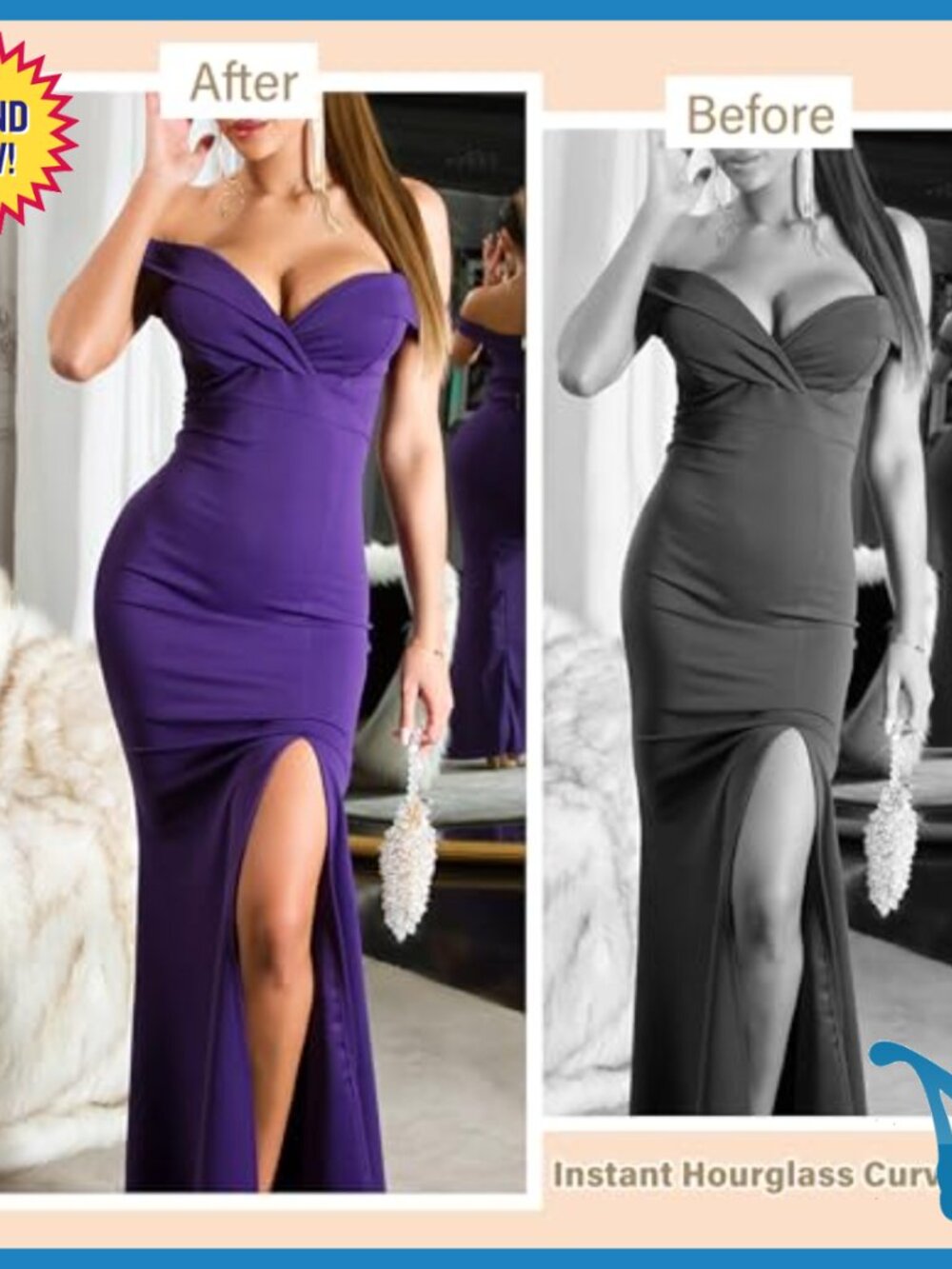 High Waist Shapewear with Removable Hip Pads, Tummy Control, Open Crotch Design - Picture 4 of 7